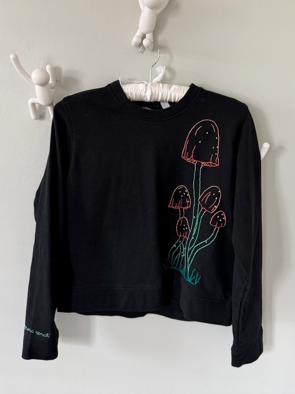 PLANTULA garden Mushroom embroidered Crewneck Sweatshirt Top